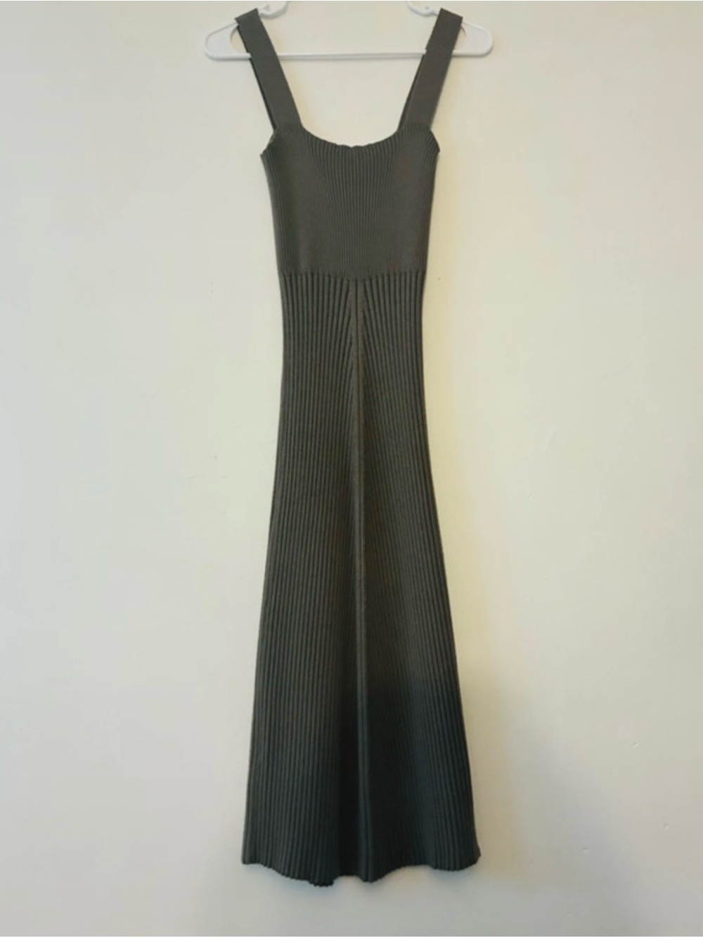 Ribbed Knit Maxi Dress - Khaki